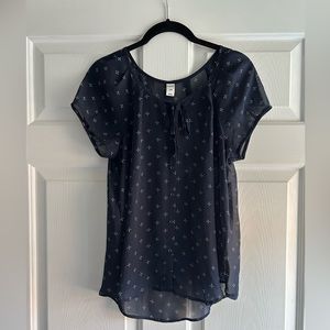 Navy short sleeve blouse